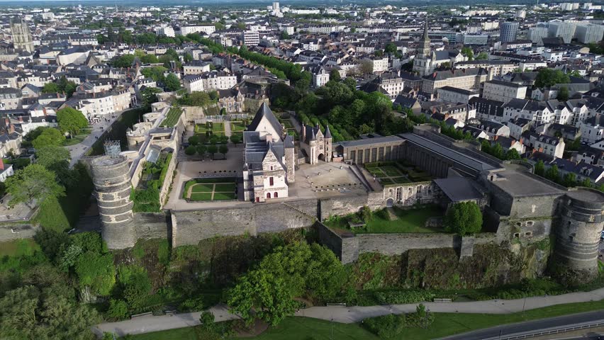 Aerial view of the formidable medieval Château d