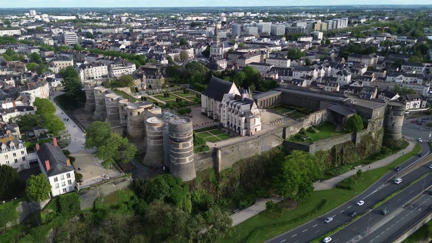 Aerial view of the formidable medieval Château d