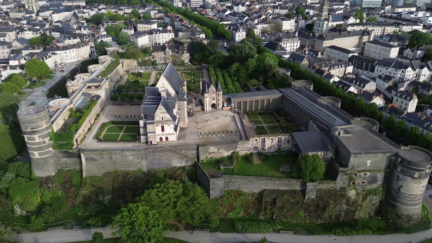 Aerial view of the formidable medieval Château d