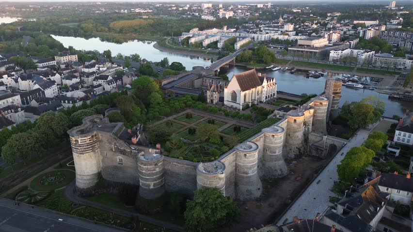 drone video Angers castle France europe