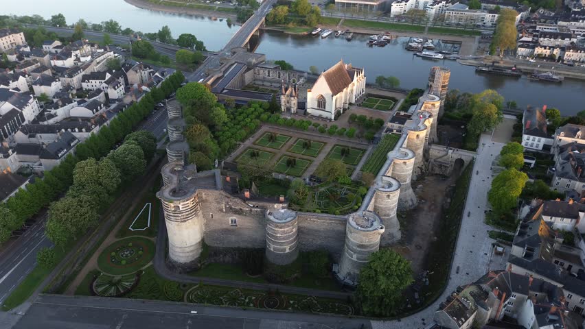 Aerial view of the formidable medieval Château d