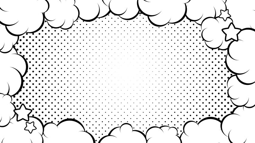 10 second loop of clouds swaying in a frame and dot background