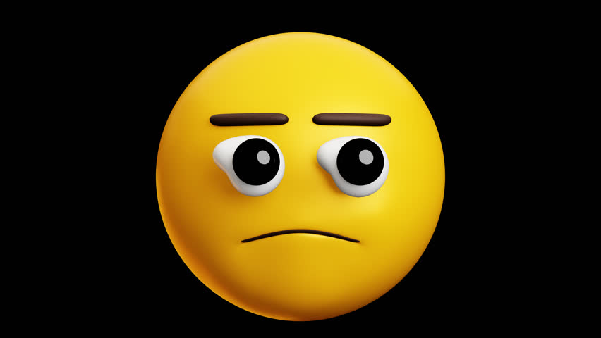 Cynical look emoji, 3d emoticon animation, Alpha channel, Transparent vide