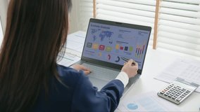 Asia woman expert people AI deep tech talent working on project predict sales insight SEO graph chart plan visual big data science report center BI smart tools screen. Office worker asian analyst job. - Powered by Shutterstock - Get 15% off with code: PIKWIZARD15