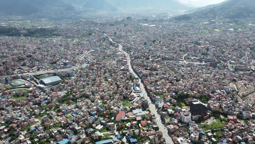 Kathmandu city in Nepal. clean sky, cloud moving  and background on mountain 