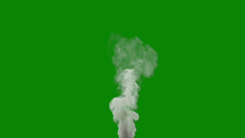 Rising smoke column in a seamless loop for any duration you need, 4k 25p, green screen for transparency	