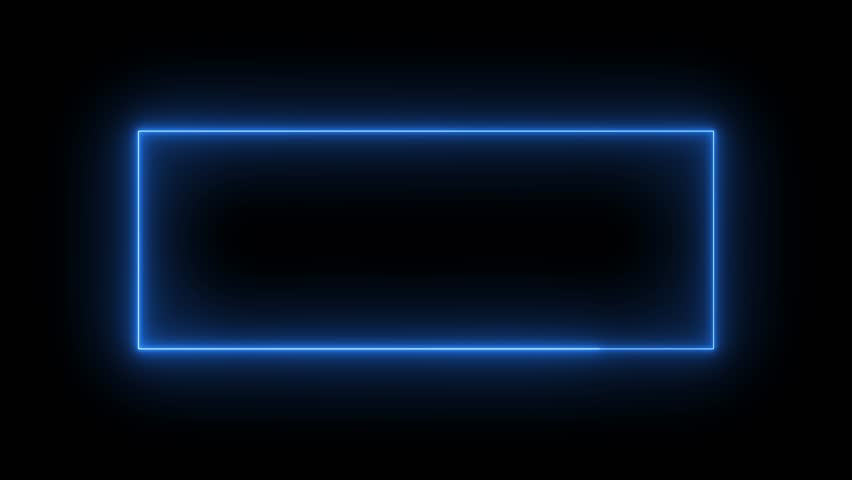 Glowing Neon light rectangle frame loading icon background in retro style. 4k animation.  abstract glowing neon