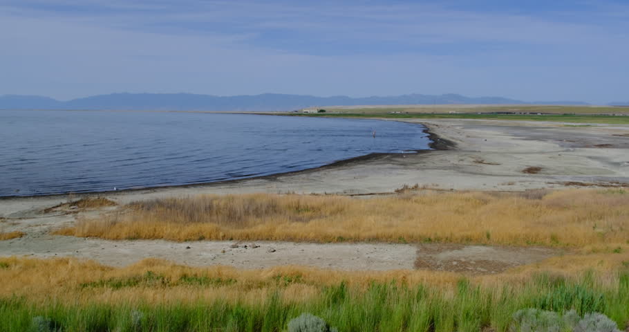 lake shore landscape of Great Salt Lake in Utah, USA