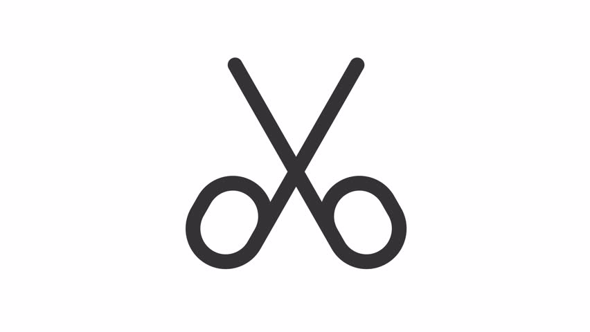 Animated shears salon icon. Cutters line animation. Haircut scissors, barber equipment. Salon tools. Black illustration on white background. HD video with alpha channel. Motion graphic
