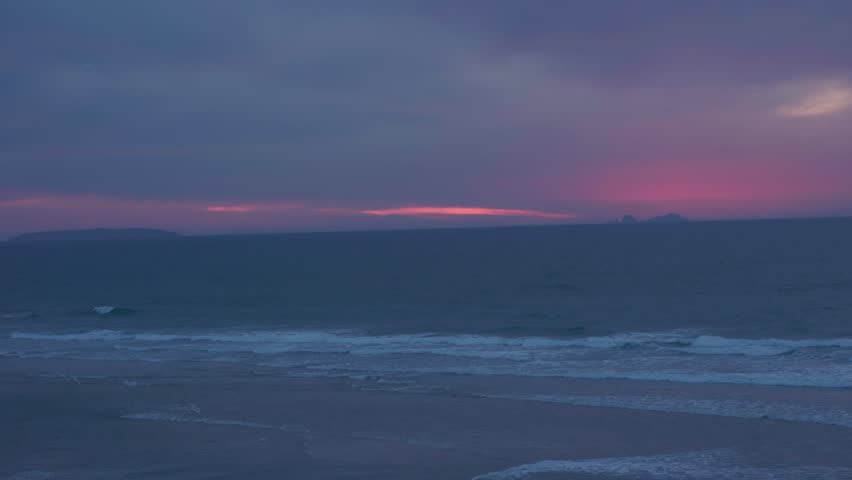 beautiful pink sunset on the portuguese coast
