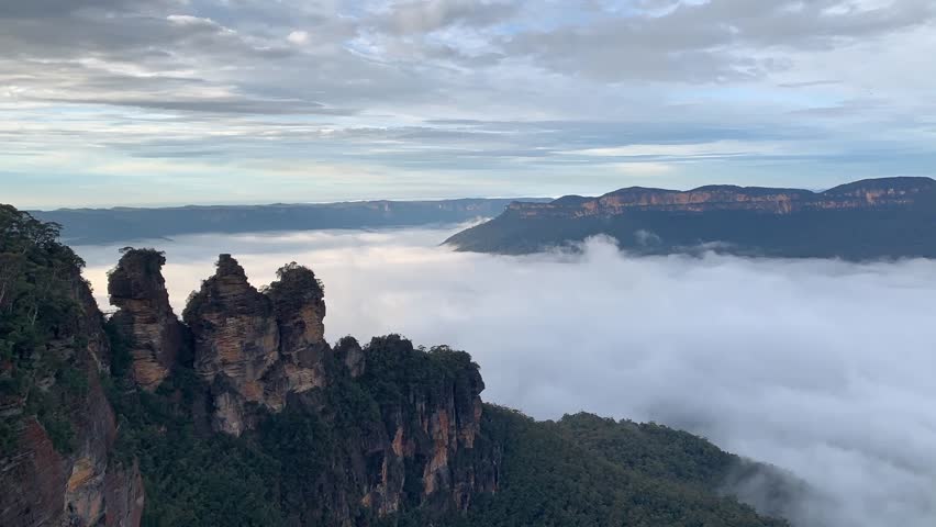 Timelapse view of clouds moving at Katoomba, Blue Mountains, Sydney