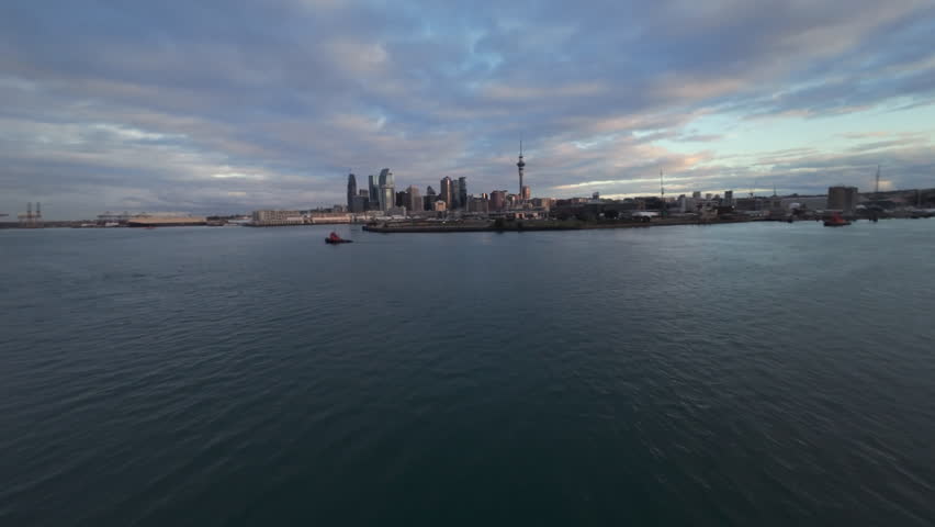 Aerial view from Auckland at sunset, New Zealand