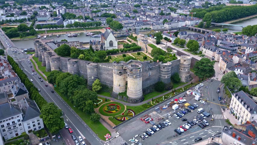 High altitude aerial view about the Château d