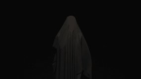 A shadowy and veiled figure, deeply shrouded in a thick darkness, evokes a powerful sense of mystery and suspense - Powered by Shutterstock - Get 15% off with code: PIKWIZARD15
