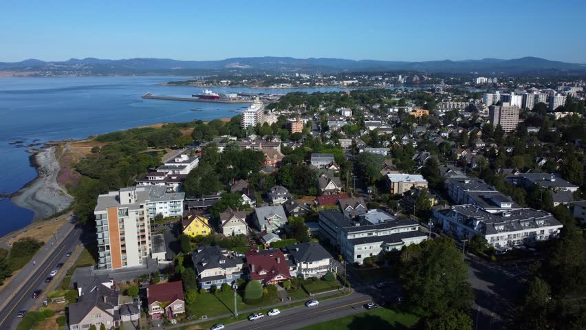 Aerial view Victoria city capital of British Columbia on Canada west coast