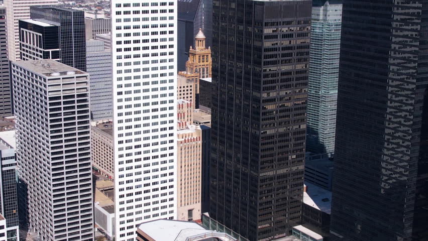 Downtown Houston, Texas USA. Aerial View With Dolly Zoom Effect, Drone Shot