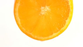 Water drop falling from orange on white background. Orange slice and water splashing, drops of juice falling from juicy fruit.  - Powered by Shutterstock - Get 15% off with code: PIKWIZARD15