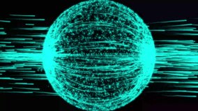 Abstract blue sphere on black background. Wireframe circle structure with glowing particles and lines. Network concept 3d rendered - Powered by Shutterstock - Get 15% off with code: PIKWIZARD15