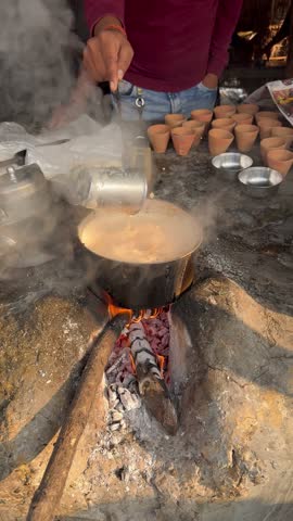 making chai or India milk tea style