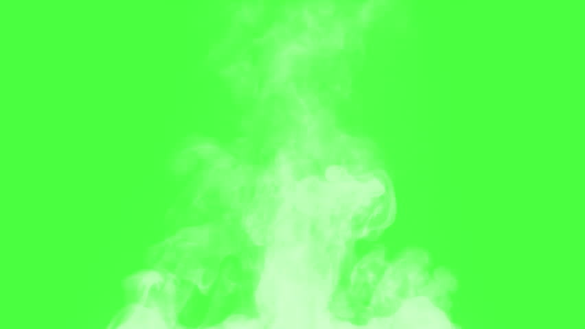 Hot Steam from a Pan on a Chroma key. White Steam rises from a large pot that is behind the scenes. Green background