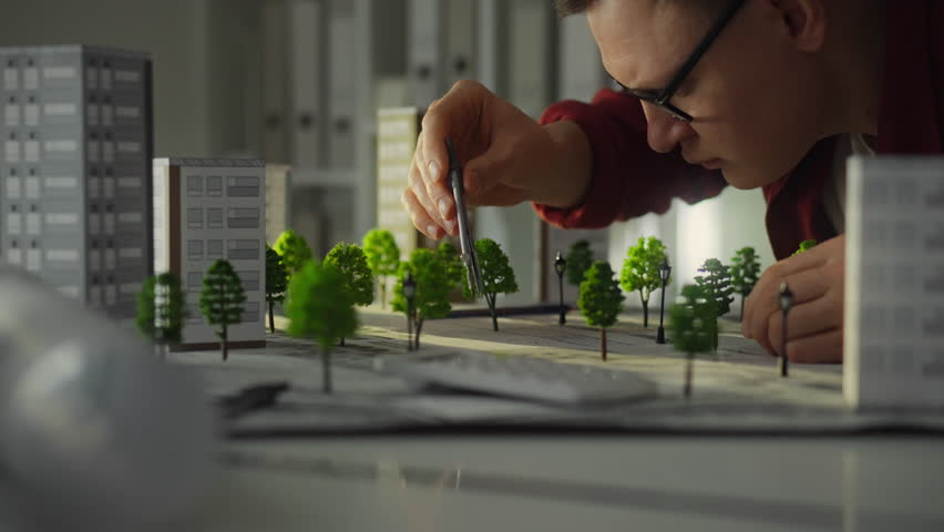 Civil engineer. A progressive specialist in fashionable glasses is focused on developing new buildings in cutting-edge office. Passionate about planning the city the future designing residential areas