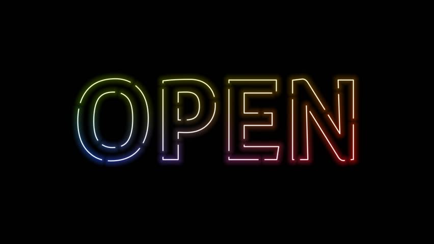 4K Ultra HD. Open the text animation. Neon and red electric effect on letters. Video clips for online shops, blogs, web, cafes, hotels. Open neon sign. - Powered by Shutterstock - Get 15% off with code: PIKWIZARD15