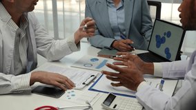 Modern medical research laboratory scientist Work with medical team analyzing data of medicines, substances, viruses used in treatment, pharmaceutical laboratory for medicines, health insurance. - Powered by Shutterstock - Get 15% off with code: PIKWIZARD15