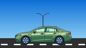 Animation of Sedan Car Driving Down Street - Powered by Shutterstock - Get 15% off with code: PIKWIZARD15