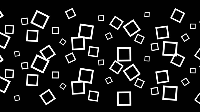 Dancing Squares on Black: A dynamic and modern abstract pattern featuring white squares playfully scattered across a black background.
