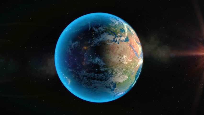 Photo realistic 3D earth on the left. High quality 4k footage