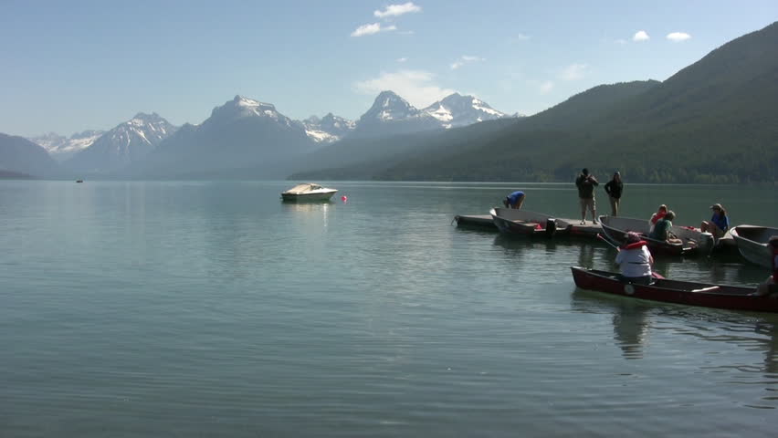 Boating on Lake McDonald in Glacier National Park, USA.