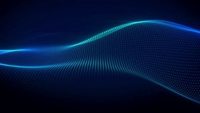 Blue wave of particles flowing technology background. Dynamic digital data visualization with smooth wave motion. Ideal for tech presentations and modern designs. - Powered by Shutterstock - Get 15% off with code: PIKWIZARD15