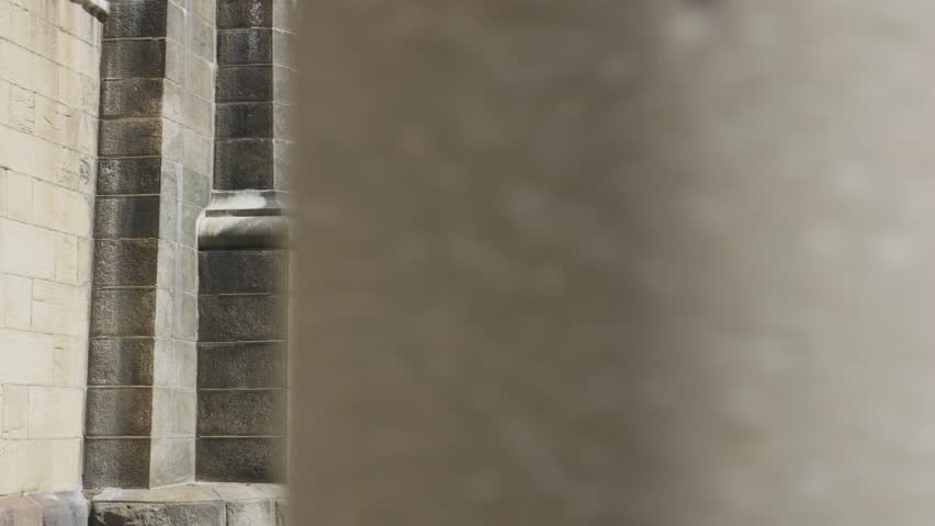Slow-motion shot of the Eads Bridge over the Mississippi River in Downtown St. Louis.