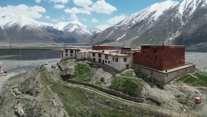 Drone Shot of Rangdum monastery in Suru valley of Ladakh