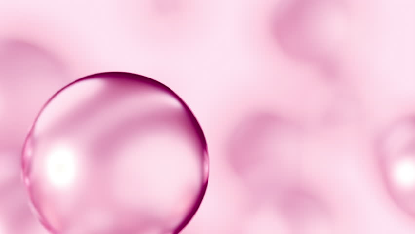 Essential cosmetic oil bubbles floating in water. Pink liquid sphere shaped, fluid flow background. Moisturizing hydrating collagen cream. Skin care serum beauty care vitamin concept 3d animation