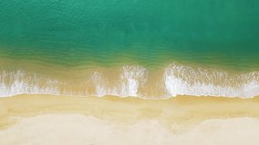 Phuket Thailand Top view of beautiful sand beach aerial shot from drone camera. Beautiful sea wave come to beach. - Powered by Shutterstock - Get 15% off with code: PIKWIZARD15
