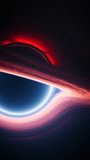 Supermassive singularity in outer cosmos. Interstellar black hole with gravitational forces warping space. Vertical 3d animation tracking dolly close shot. Close-up of event horizon and accretion disk - Powered by Shutterstock - Get 15% off with code: PIKWIZARD15