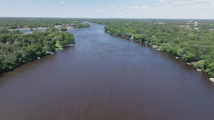 Aerial view capturing natural beauty of Mississippi river during afternoon in USA.