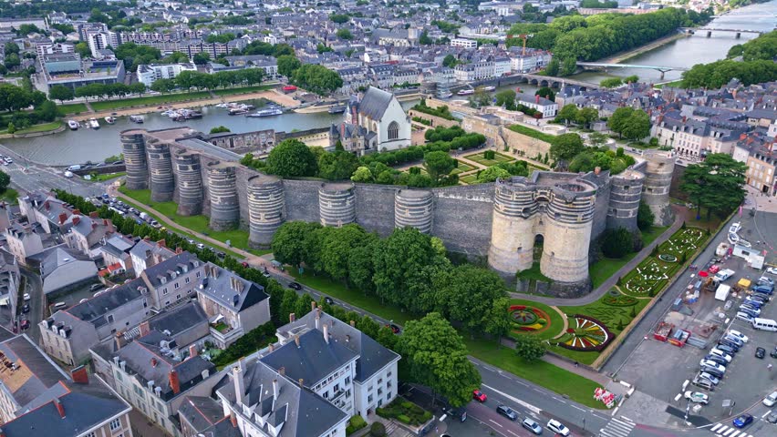 High altitude aerial view about the Château d