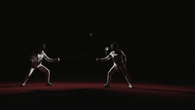 Professional Fencing Sport, Fighting Of Two Female Fencers On Fencing Track, Sportswomen With Foils - Powered by Shutterstock - Get 15% off with code: PIKWIZARD15