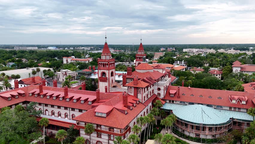 Drone shot of Flagler College in St. Augustine, Florida.