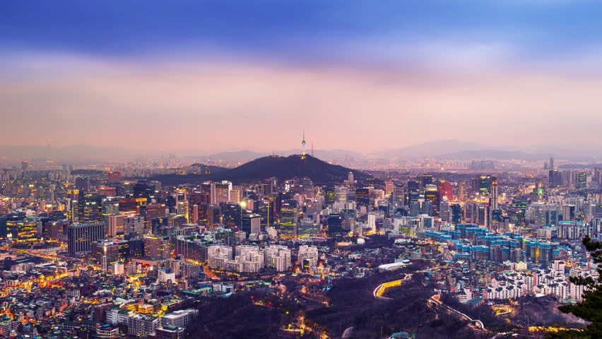 Time lapse of Traffic and cityscape in Seoul, South Korea.