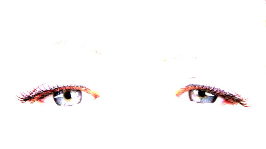 Female eyes with make-up and rich eyelashes. Close up