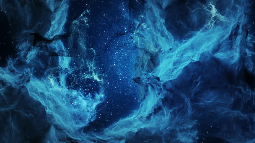 Nebula Clouds Background Loop. 3D rendering. Passing nebula orange clouds on background seamless loop.