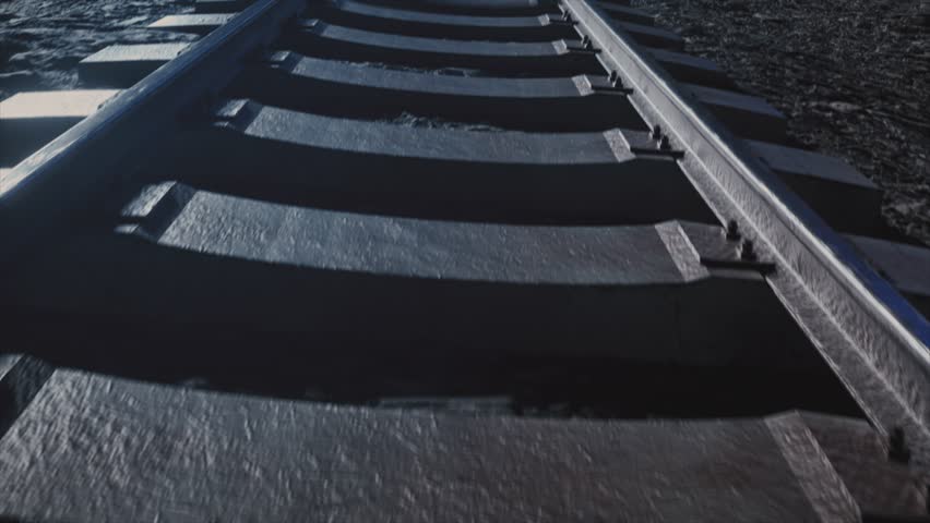 Train on a moonlit track with earth and stars in the background. 3D Illustration