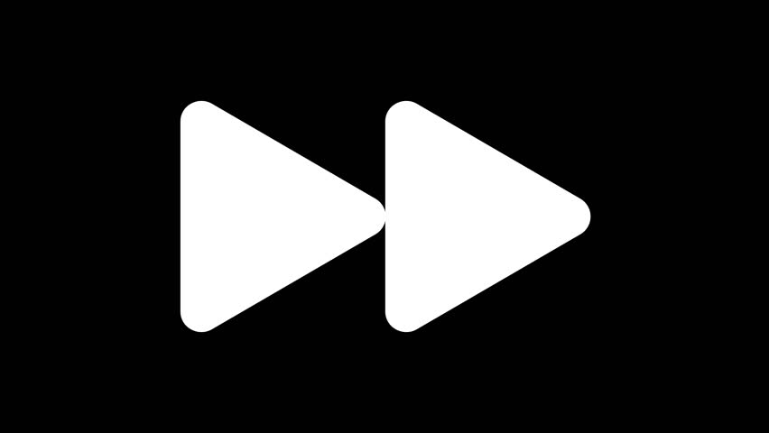 Two white play buttons on a black background, symbolizing fast forward or quick playback.