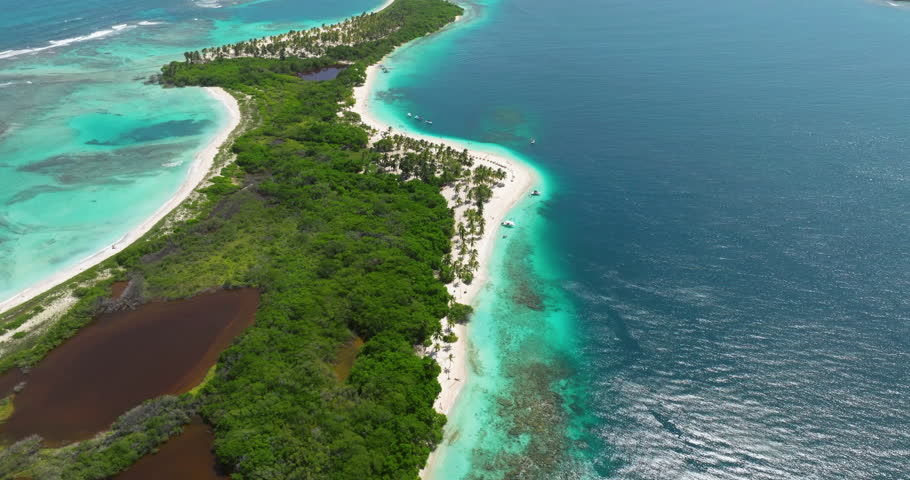 Aerial View Of Cayo Sombrero Island In Morrocoy National Park, Falcon, Venezuela. tilt-up shot
