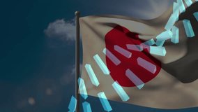 Dna strand animation over japan flag with red and white design. genetics, biotechnology, molecular, medical, research, helix - Powered by Shutterstock - Get 15% off with code: PIKWIZARD15