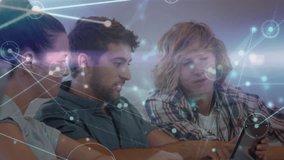 Collaborating diverse people with network connections and data processing animation. Collaboration, teamwork, networking, technology, diversity, connectivity - Powered by Shutterstock - Get 15% off with code: PIKWIZARD15