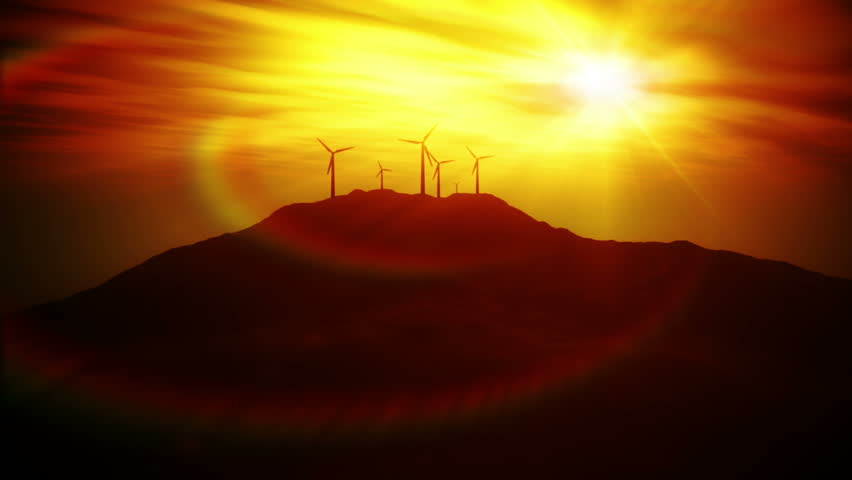 Wind Turbine Energy, a powerful animation of Wind Turbines on top of a Mountain